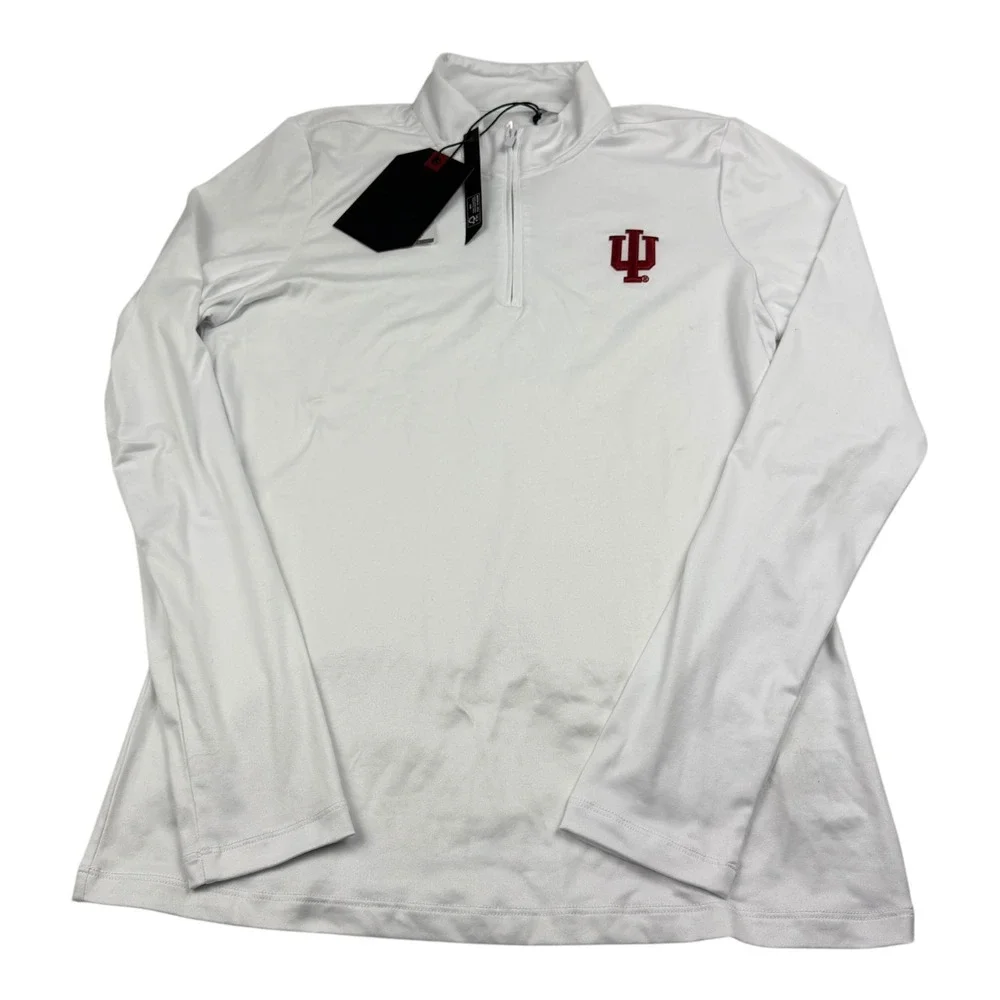 Antigua Indiana University Hoosiers Mens White Quarter Zip Mock Pullover‎ Small